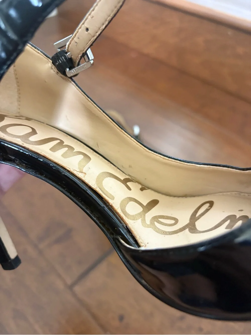 Sam Edelman Black Patent Leather Pointed Toe Pumps Stiletto Heels (Sz 5)